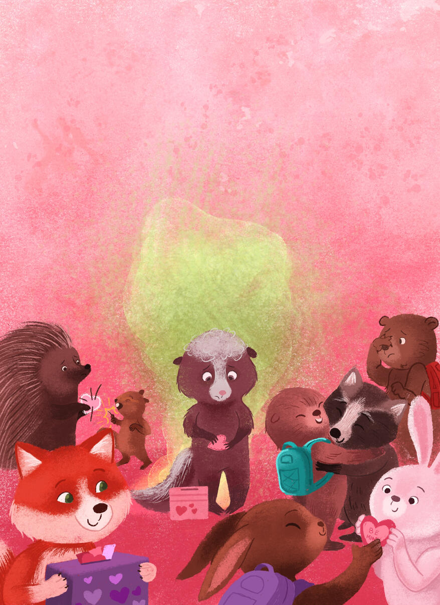 Illustration of Skunk with no valentines